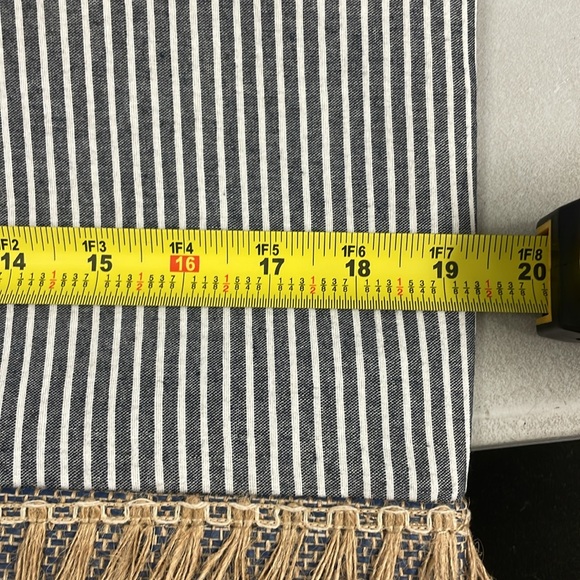 Summer Nautical Navy Blue Striped and Tasseled Tote Bag Handbag Beach Craft tote - Picture 6 of 7